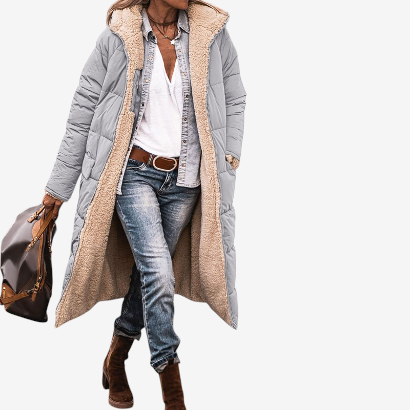 Women's Long Sleeve Hooded Parka Coat