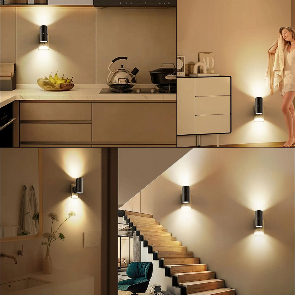 WallGlow - Modern Cylindrical Wall Lamps Sleek Matte Black Design | Warm Ambient Plug-In Glow for Easy Installation | Elegant Accent for Staircase, Bedroom, Kitchen, or Any Room