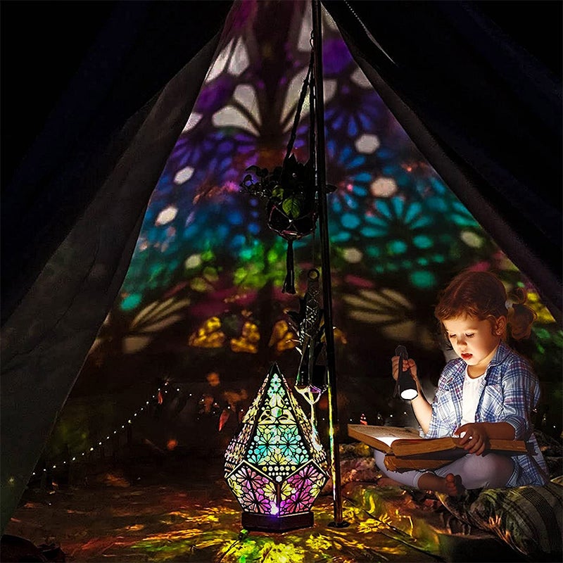CelestiaBohemian - Bohemian Wooden Star Projector Lamp Colorful LED Star Projection with Handmade Wooden Design | Vibrant Multicolored Glow for Relaxation, Meditation or Home Decor | Eco-Friendly Bohemian Accent for Bedroom or Living Room