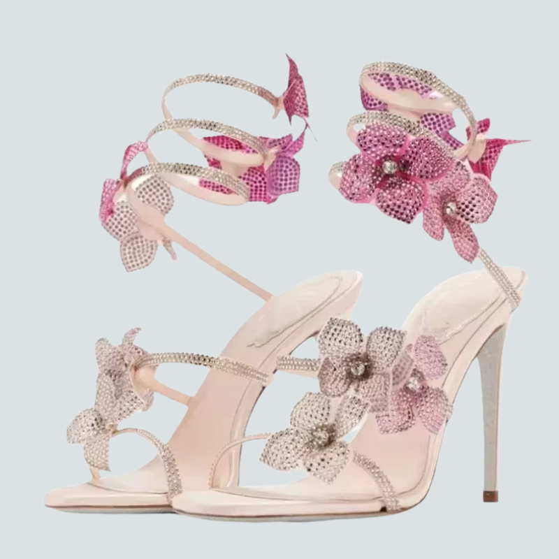 Elegant High Heeled Sandals with Pointed Toe
