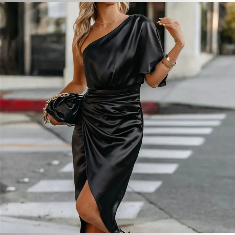 Women’s One Shoulder Draped Dress