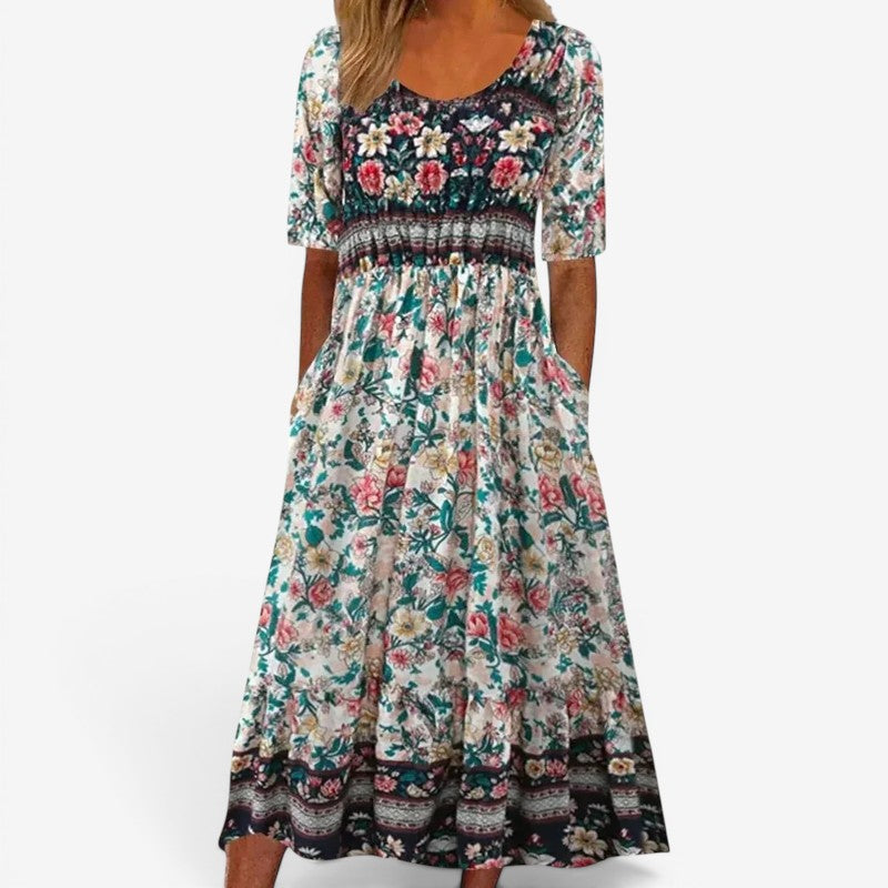 Women’s Printed Square Neck Midi Dress