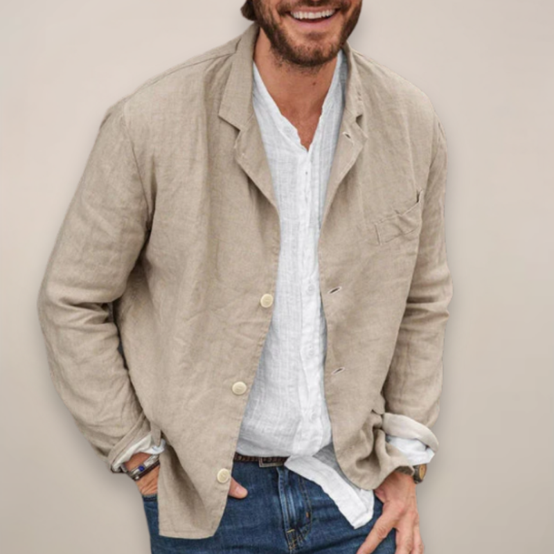 Men's Long Sleeve Button Front Shirt with Chest Pocket