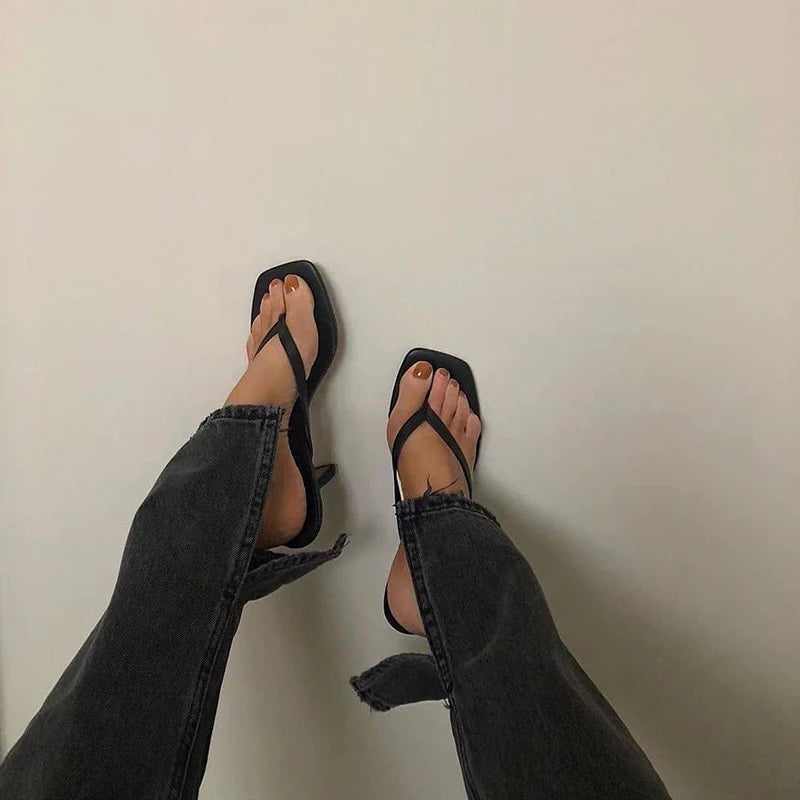 Women's High Heel Thong Sandals with Non Slip Sole