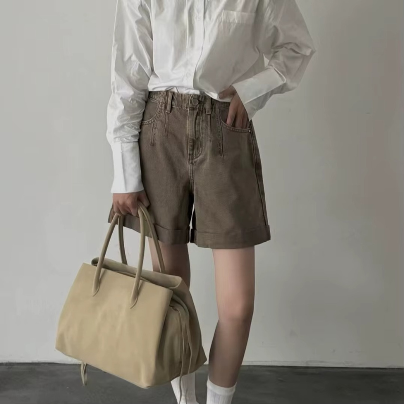 Women's Shoulder Bag with Top Handle and Zippered Compartments
