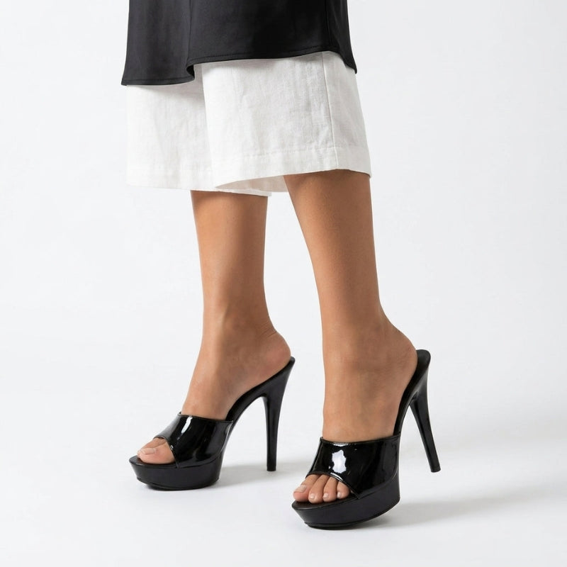 Women's Open Toe High Heel Sandals with Smooth Finish