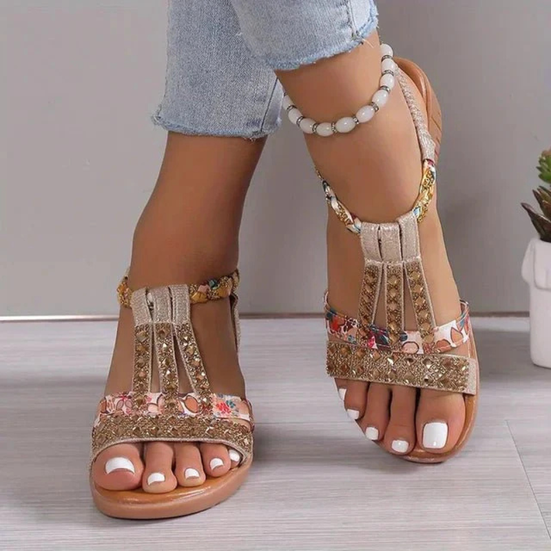 Ladies Wedge Sandals with Pearl Details