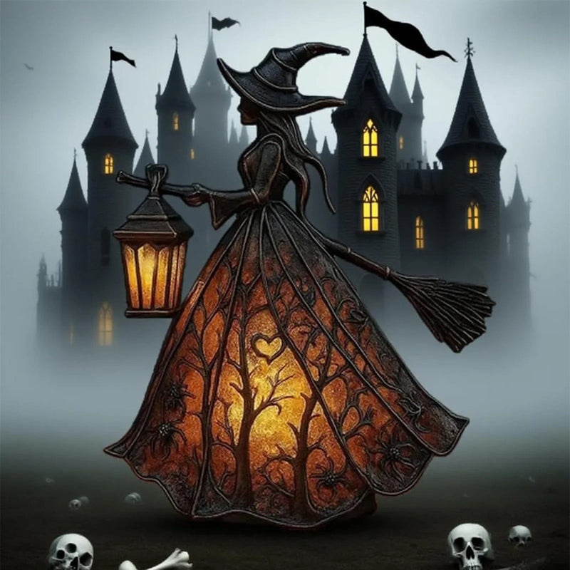 Charming Halloween Witch Lamp with LED Light