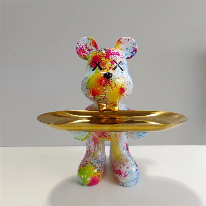 ButlerBear Decorative Bear Sculpture with Tray – Functional Home Accent
