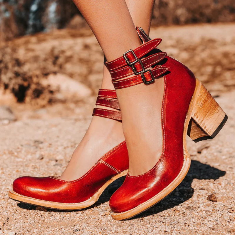 Women's High-Heeled Sandals with Ankle Straps