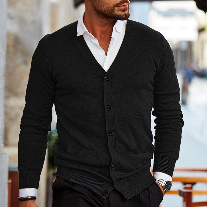 Men’s Long Sleeve Button Neck Cardigan