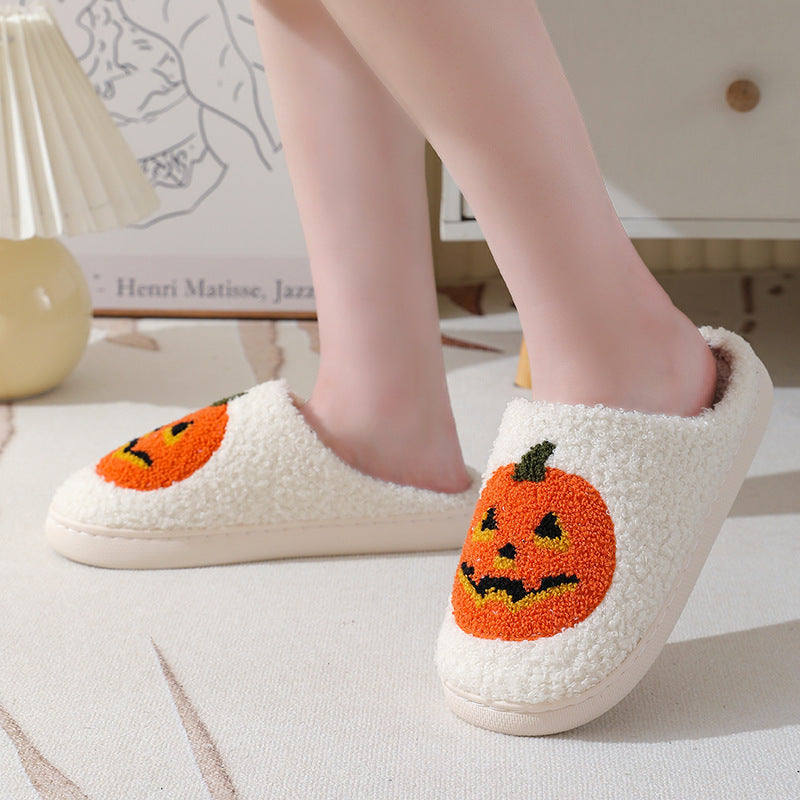 Halloween Slippers with Pumpkin Design