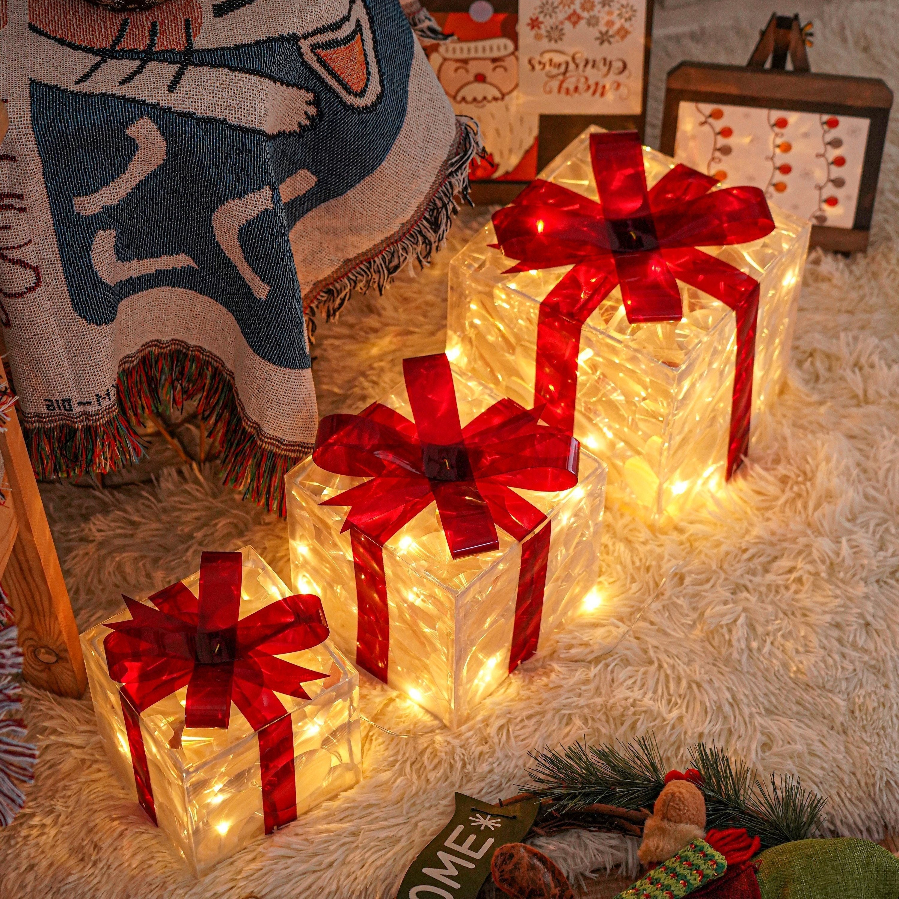 LumiGlow Christmas Lighted Gift Box Set