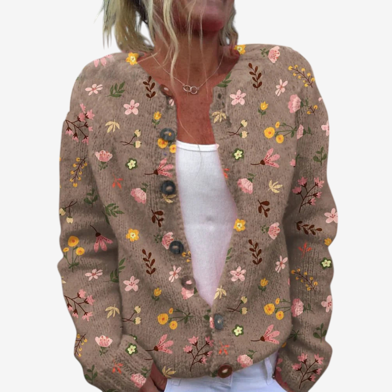 Women’s Floral O Neck Knit Sweater