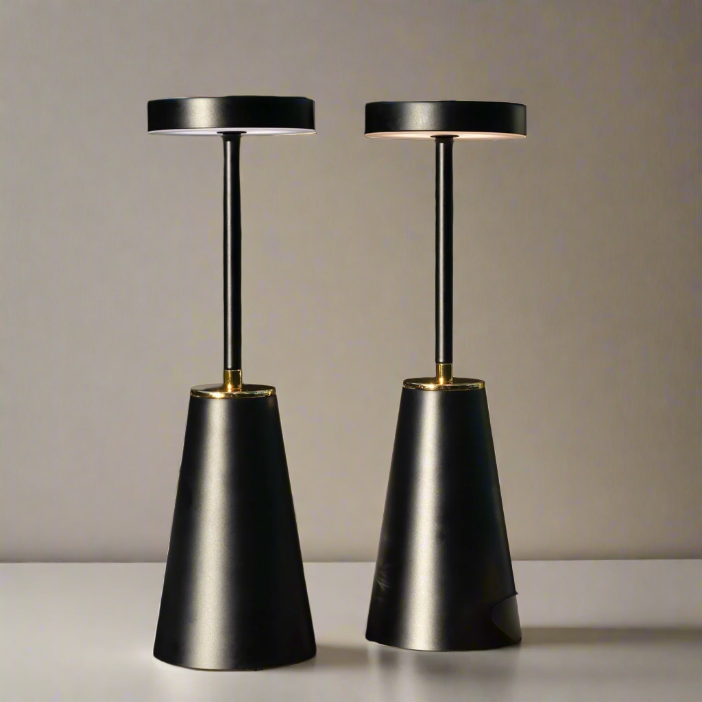 LumoCircle - Modern Minimalist Table Lamp Circular Shade with Conical Base | Soft Ambient Glow for Sophisticated and Cozy Lighting | Elegant Accent for Desk, Nightstand, or Accent Table