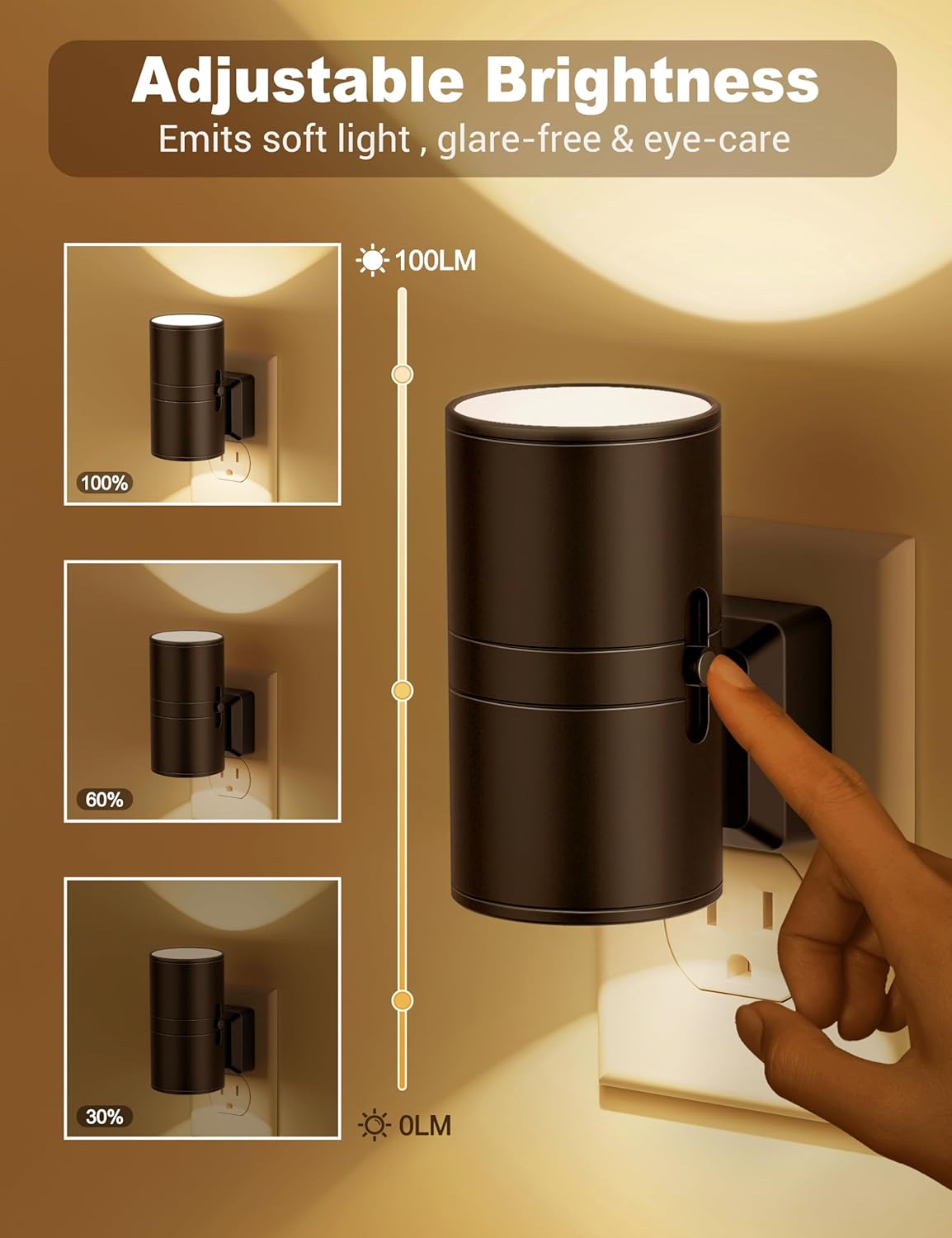 NightNova - Dimmable LED Night Light Soft & Energy-Efficient Illumination | Adjustable Brightness for Gentle Nighttime Glow | Ideal for Bedrooms, Nurseries, Hallways, or Bathrooms