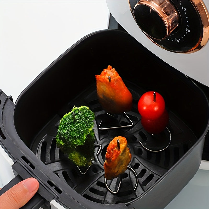 GrillMaster - 10-Piece Stainless Steel Skewers Compatible with Air Fryer, Oven, and Grill | Rust-Resistant Durable Construction for Reusable Use | Vertical Design for Even Cooking and Juicy Grilled Food