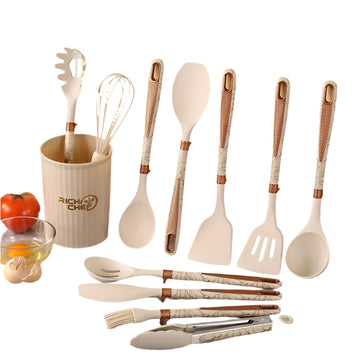 LuxeChef - Elegant Kitchen Utensil Set Premium-Quality, Heat-Resistant Tools with Ergonomic Handles | Non-Scratch Design Safe for All Cookware