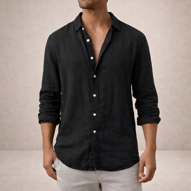 Men's Long Sleeve Shirt with Button Closure