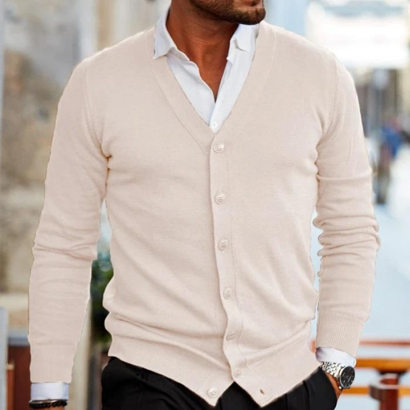 Men’s Long Sleeve Button Neck Cardigan