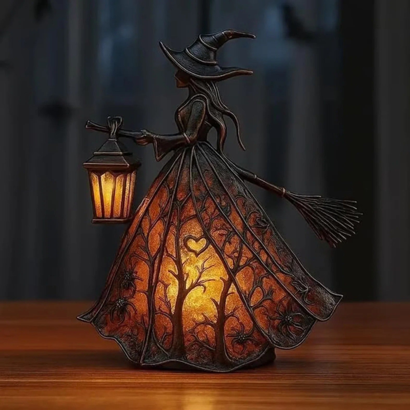Charming Halloween Witch Lamp with LED Light