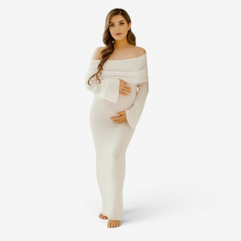 Off-Shoulder Maternity Maxi Dress