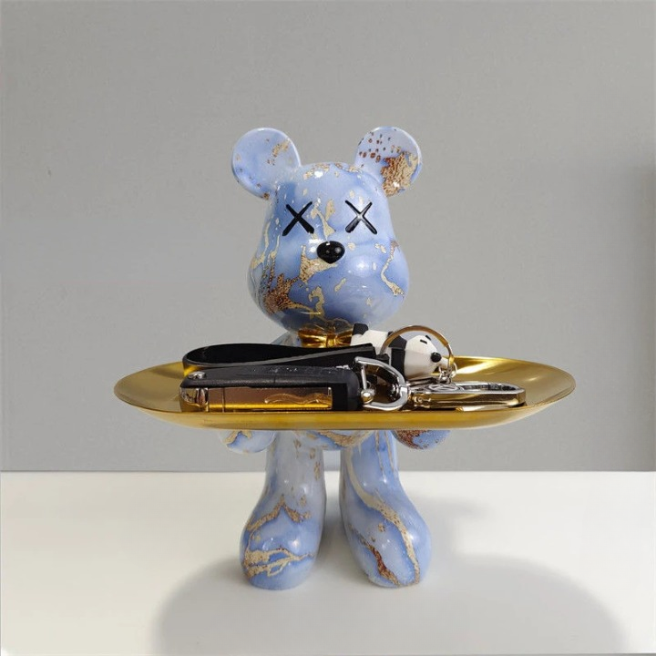 ButlerBear Decorative Bear Sculpture with Tray – Functional Home Accent