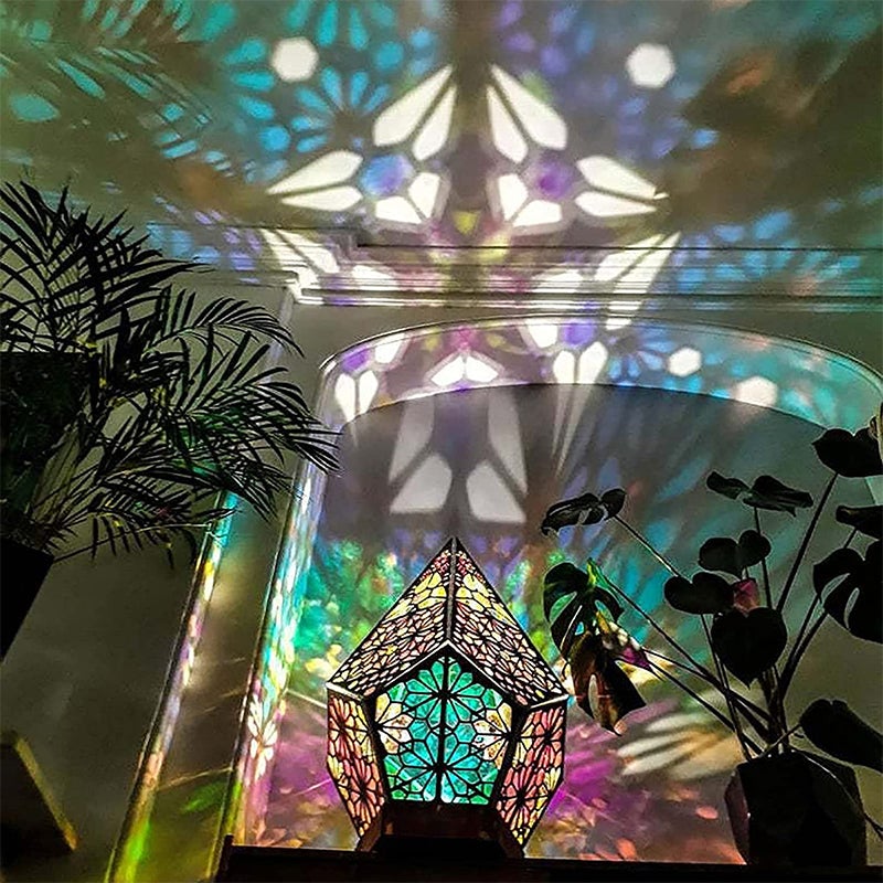 CelestiaBohemian - Bohemian Wooden Star Projector Lamp Colorful LED Star Projection with Handmade Wooden Design | Vibrant Multicolored Glow for Relaxation, Meditation or Home Decor | Eco-Friendly Bohemian Accent for Bedroom or Living Room