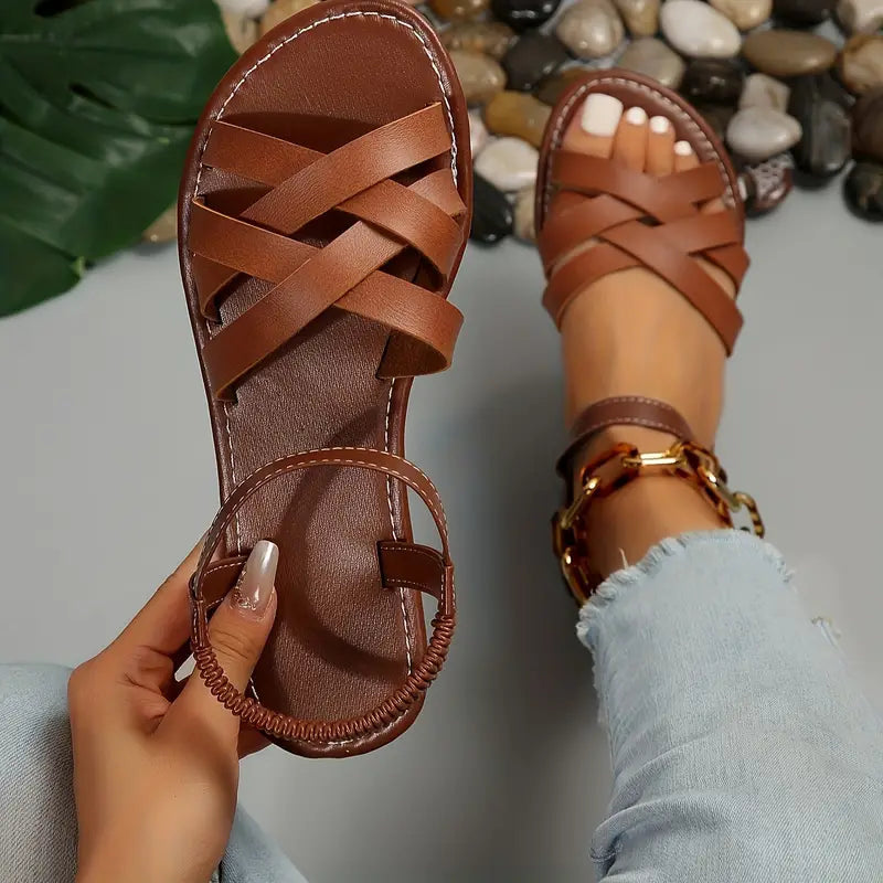 Cross Strap Open Toe Sandals for Women