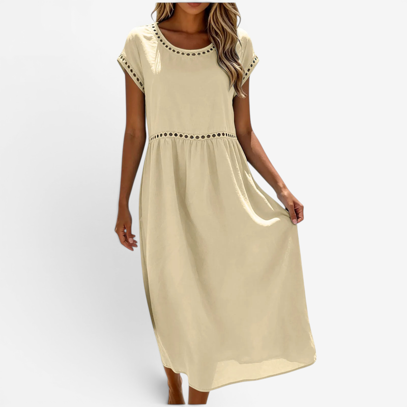 Women's Short Sleeve Crew Neck Maxi Dress