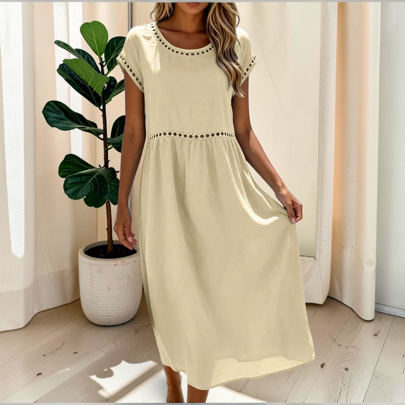 Women's Short Sleeve Crew Neck Maxi Dress