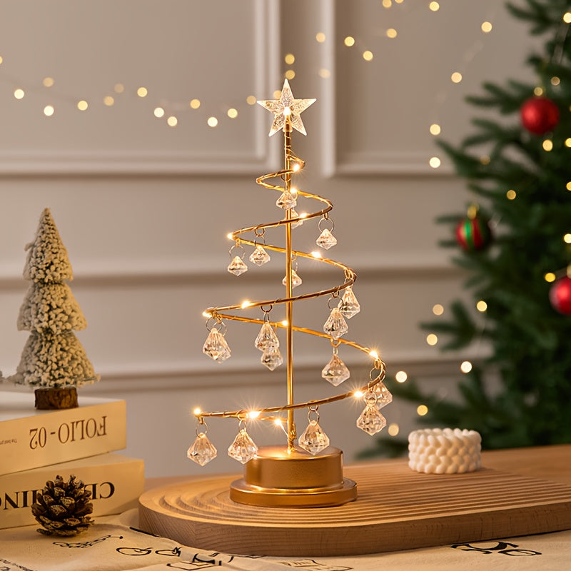 Lumetree - Spirál fém díszfa kristály díszekkel és LED világítással