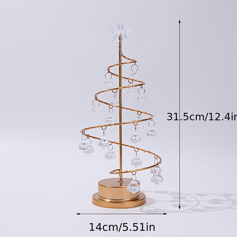 Lumetree - Spirál fém díszfa kristály díszekkel és LED világítással