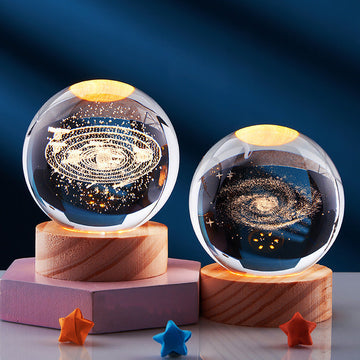 Luminous 3D - Luminous 3D Crystal Sphere Night Lamp 3D Laser-Engraved Crystal Design with Mesmerizing Glow | Adjustable Color-Changing LED Lighting for Cozy Ambiance | Energy-Efficient Nightlight for Bedroom, Living Space or Office