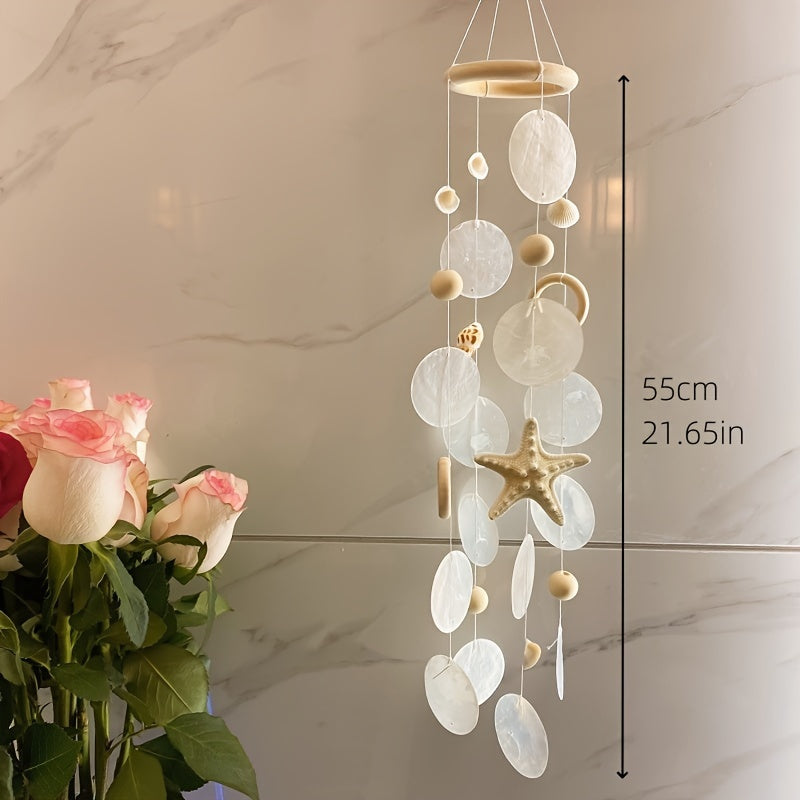 SeaWhispers - Coastal Shell and Starfish Wind Chime Decor