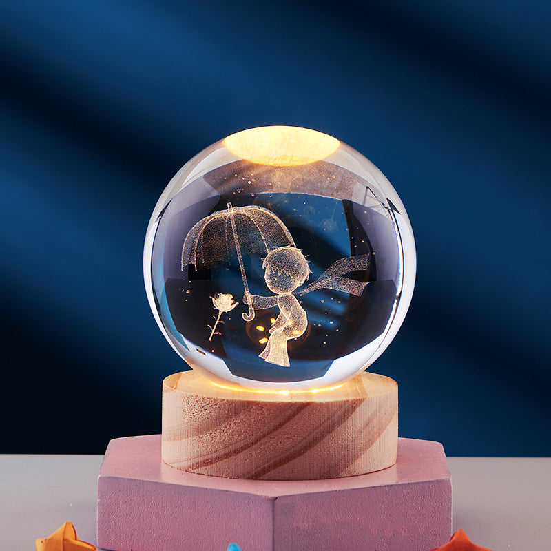 Luminous 3D - Luminous 3D Crystal Sphere Night Lamp 3D Laser-Engraved Crystal Design with Mesmerizing Glow | Adjustable Color-Changing LED Lighting for Cozy Ambiance | Energy-Efficient Nightlight for Bedroom, Living Space or Office