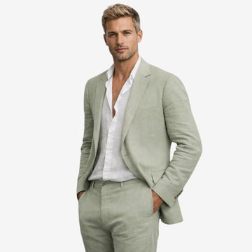 Men's Two-Piece Suit with Blazer and High-Waisted Trousers