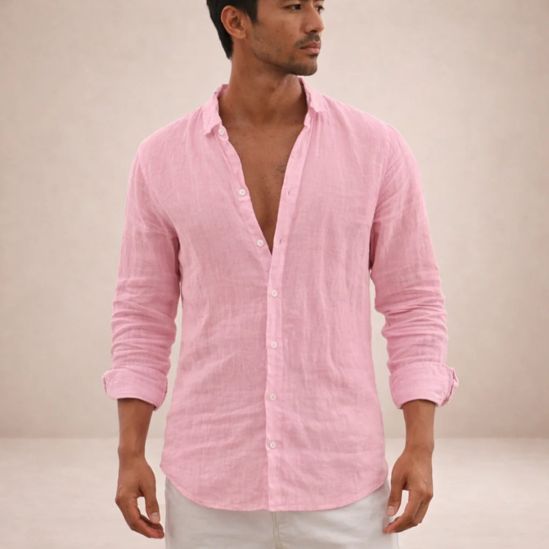 Men's Long Sleeve Shirt with Button Closure