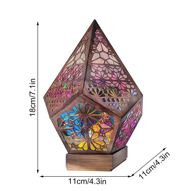 CelestiaBohemian - Bohemian Wooden Star Projector Lamp Colorful LED Star Projection with Handmade Wooden Design | Vibrant Multicolored Glow for Relaxation, Meditation or Home Decor | Eco-Friendly Bohemian Accent for Bedroom or Living Room