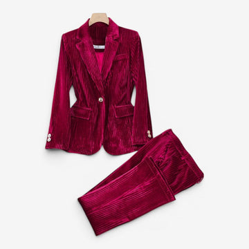 Women's Two Piece Blazer and Straight Leg Trousers Set