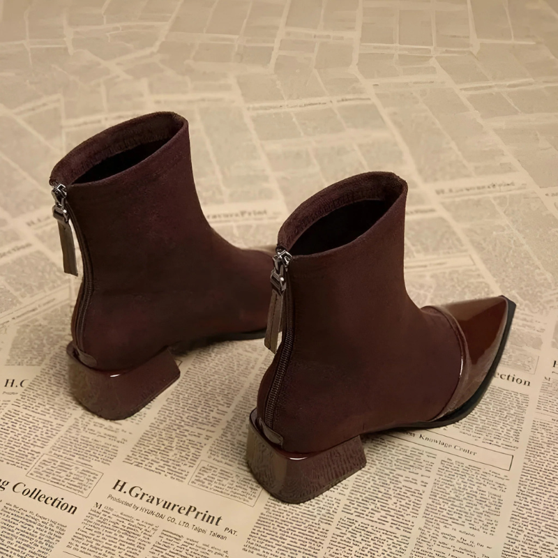 Pointed Toe Ankle Boots with Block Heel