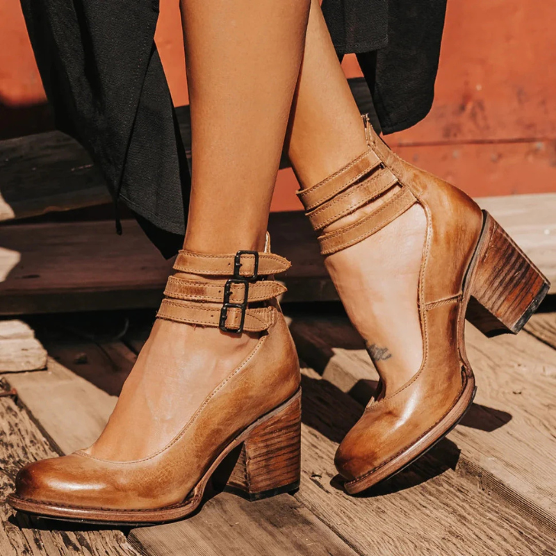 Women's High-Heeled Sandals with Ankle Straps