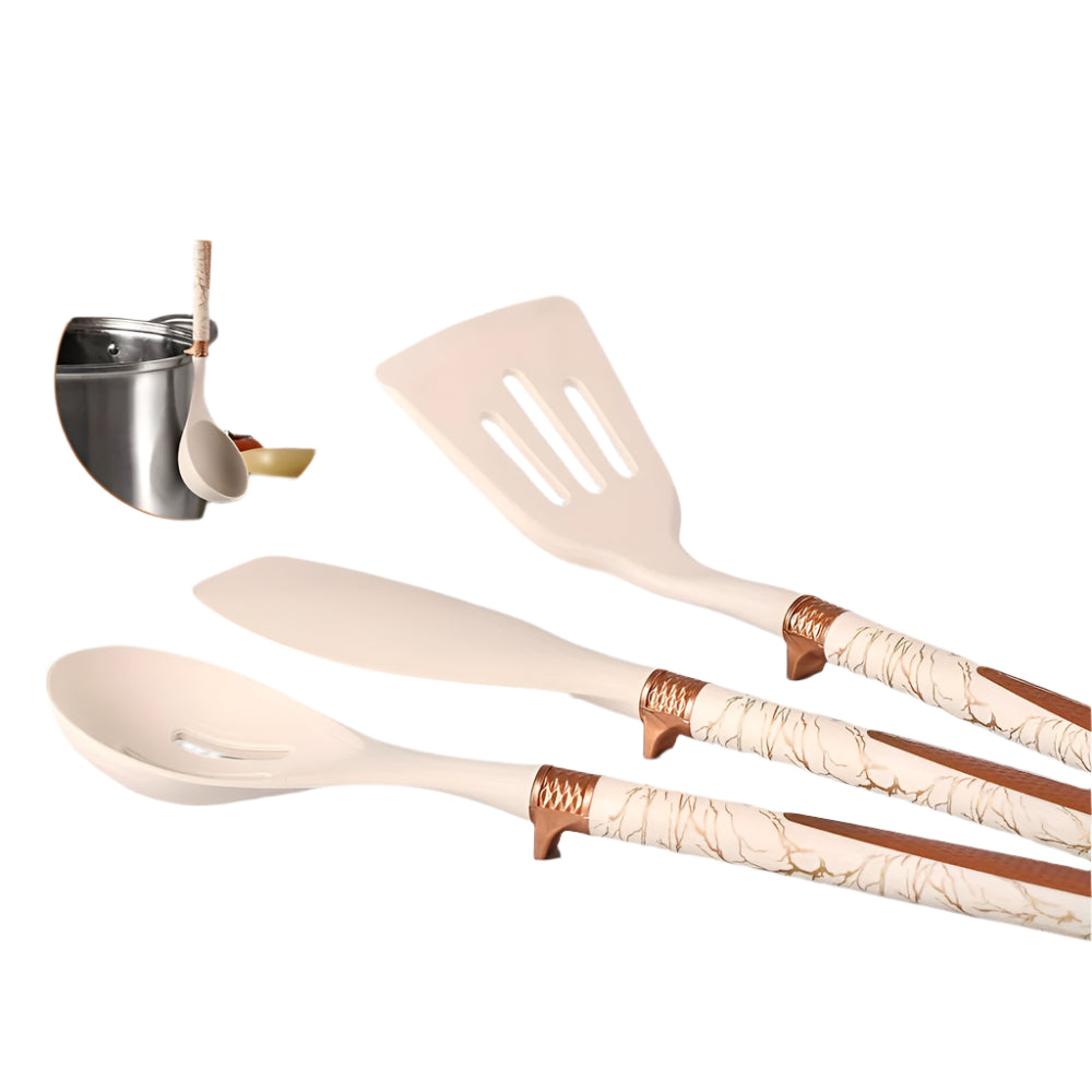 LuxeChef - Elegant Kitchen Utensil Set Premium-Quality, Heat-Resistant Tools with Ergonomic Handles | Non-Scratch Design Safe for All Cookware
