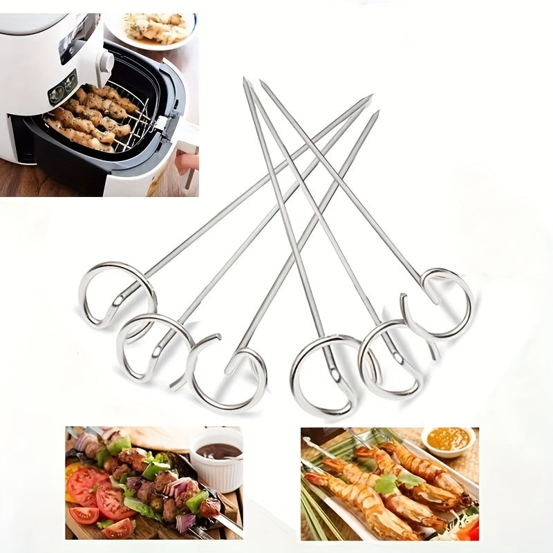 GrillMaster - 10-Piece Stainless Steel Skewers Compatible with Air Fryer, Oven, and Grill | Rust-Resistant Durable Construction for Reusable Use | Vertical Design for Even Cooking and Juicy Grilled Food