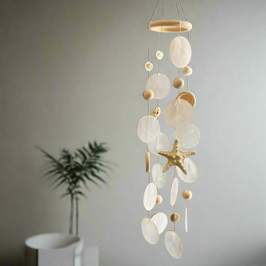 SeaWhispers - Coastal Shell and Starfish Wind Chime Decor