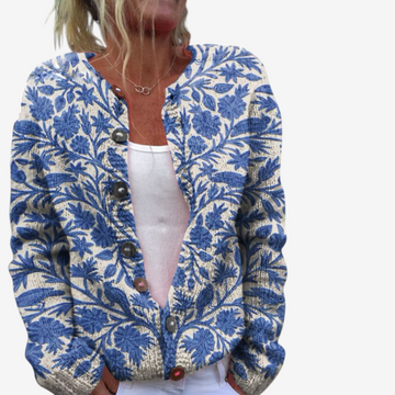 Women’s Floral O Neck Knit Sweater