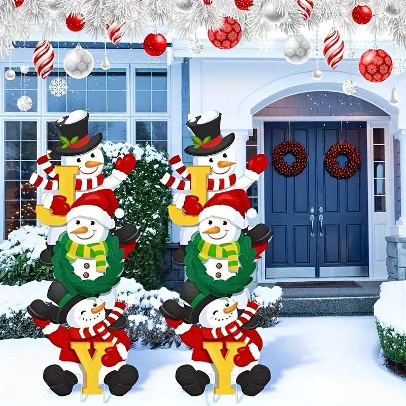 3rd Set of Classic Snowman Christmas Garden Signs
