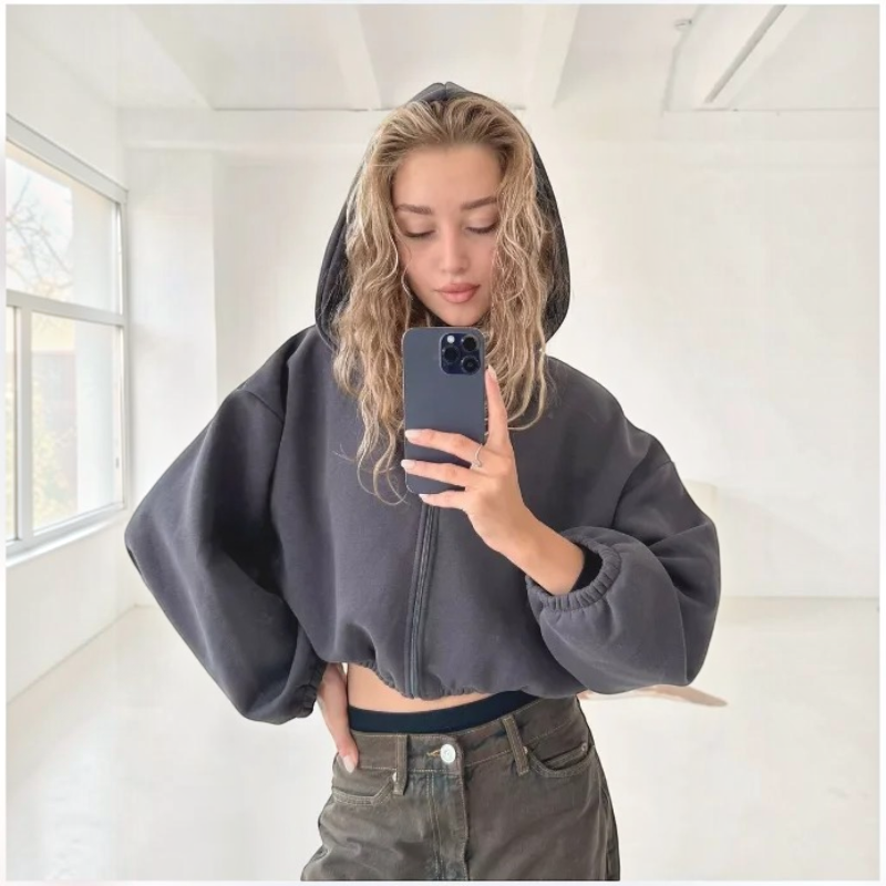 Women’s Stylish Hooded Zip Jacket