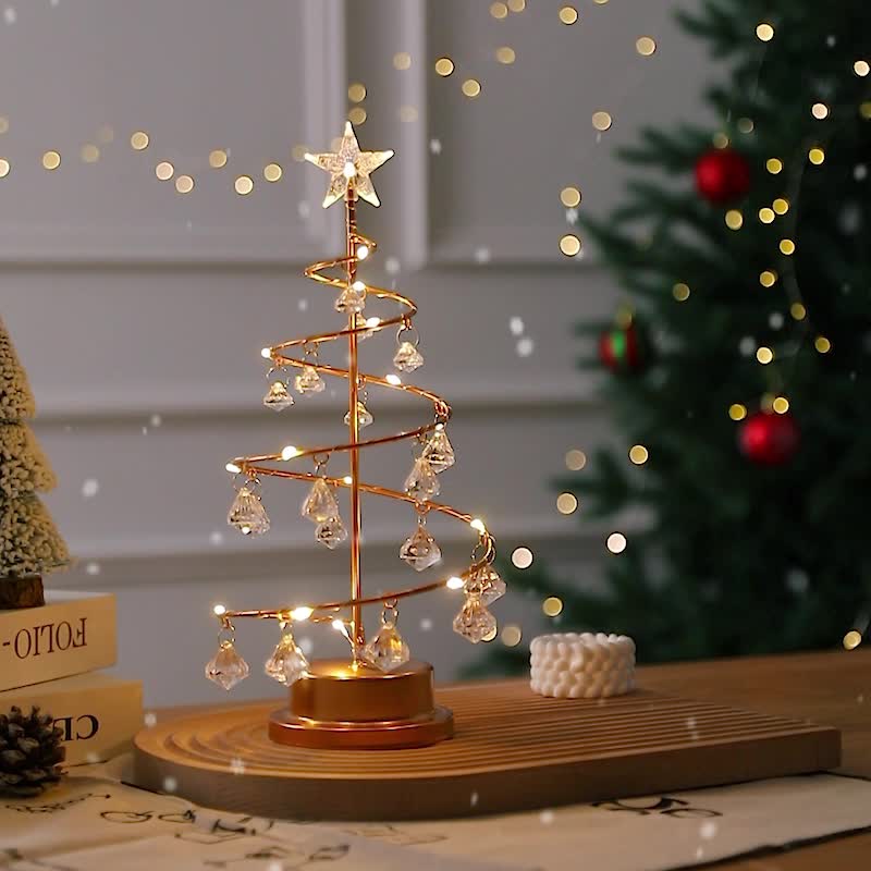 Lumetree - Spirál fém díszfa kristály díszekkel és LED világítással
