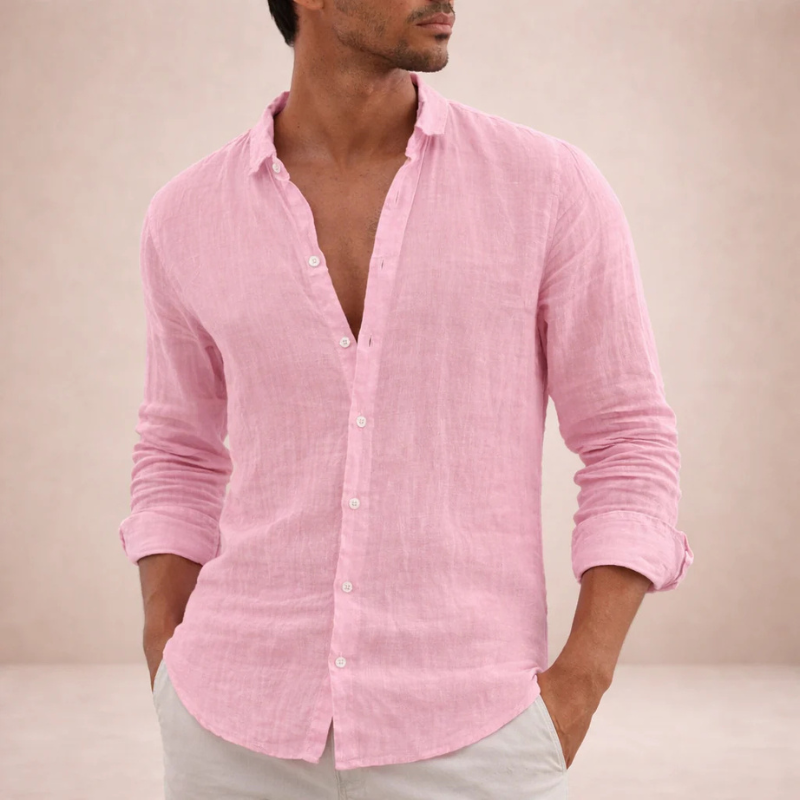 Men's Long Sleeve Shirt with Button Closure